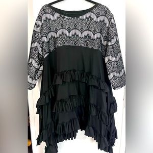 Beautifully handmade by Louisa Love. Black and white lace ruffle tunic.